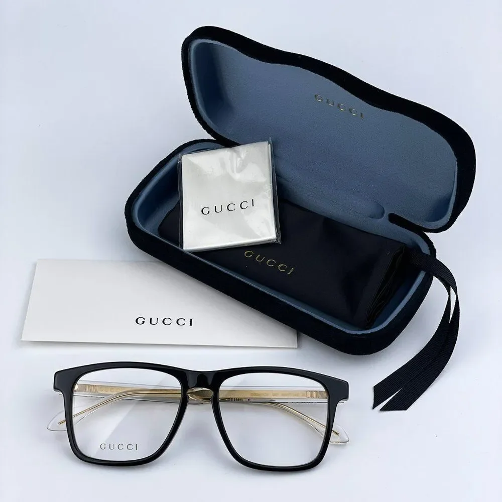 NEW Gucci GG0561ON 001 Black Crystal Square UnisexEyeglasses